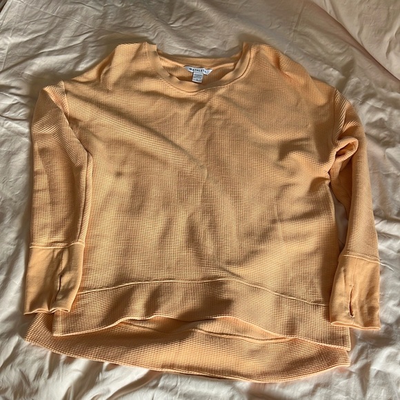 Athleta Peachy Orange Long Sleeve Waffle Knit Top Size Large - Picture 4 of 5